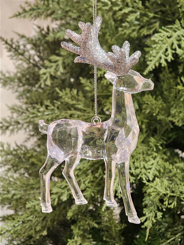 PENDENTE ORNAMENTO RENA TRANSPARENTE 14,5CM