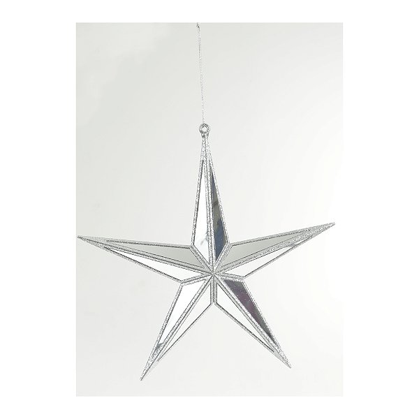 PENDENTE ORNAMENTO ESTRELA GLITTER PRATA 29,4CM - PRÉ VENDA 2025
