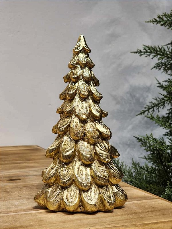 ÁRVORE DECORATIVA EM RESINA OURO
