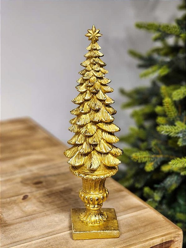 ÁRVORE EM RESINA DECORATIVA OURO 38,5CM