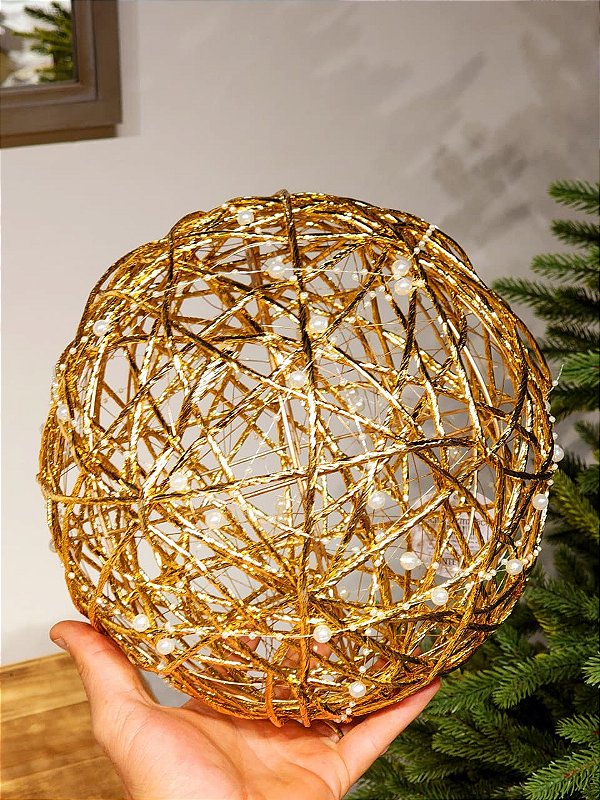BOLA ARAMADA RATTAN OURO 25CM