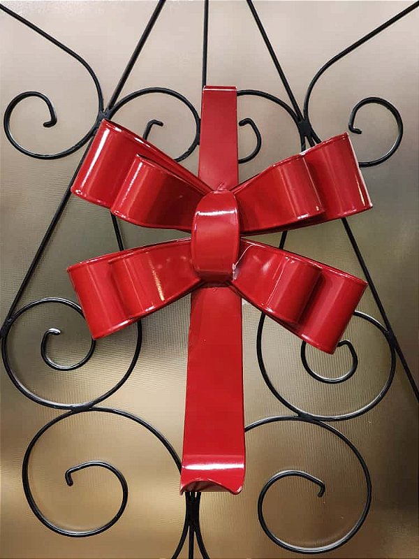 GANCHO DE GUIRLANDA EM METAL LAÇO VERMELHO 44CM