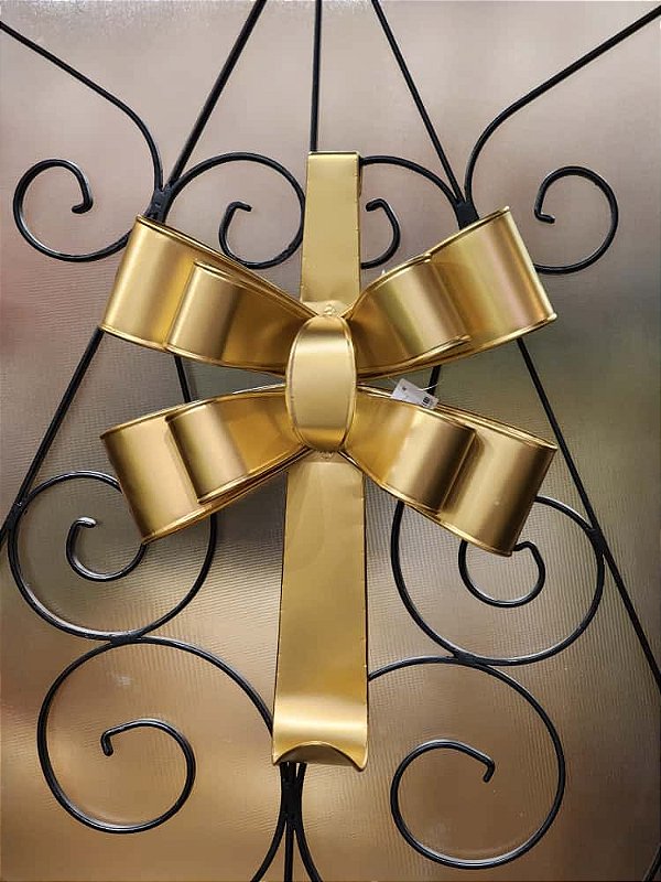 GANCHO DE GUIRLANDA EM METAL LAÇO DOURADO 44CM