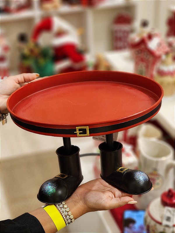 SUPORTE DECORATIVO EM METAL VERMELHO 30CM - PRÉ VENDA 2025