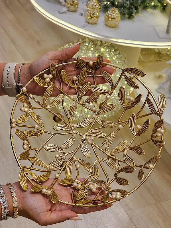 CENTRO DE MESA DECORATIVO DOURADO 26CM - PRÉ VENDA 2025