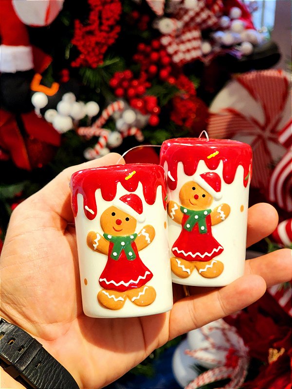 PORTA SAL E PIMENTA DECORATIVO GINGERBREAD 8CM KIT COM 2 UNIDADES - PRÉ VENDA 2025