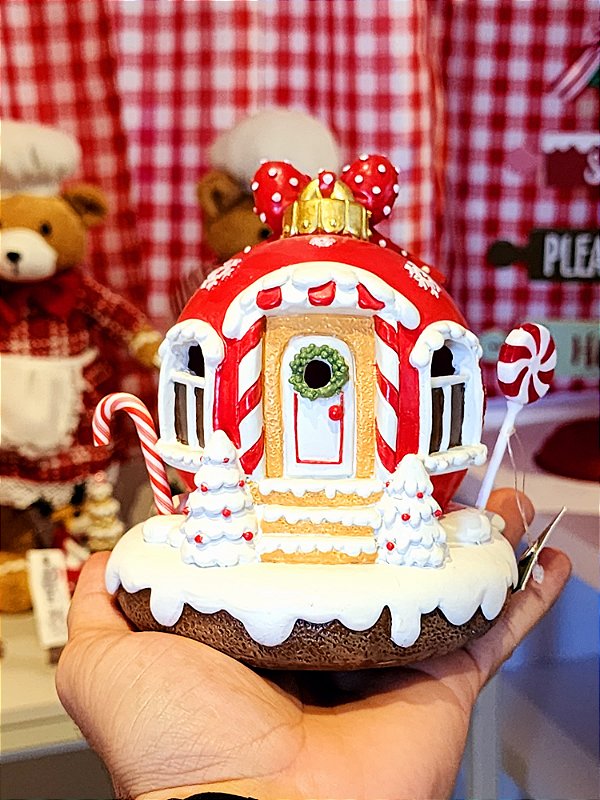 CASINHA DE DOCES EM RESINA COM LED 13CM - PRÉ VENDA 2025