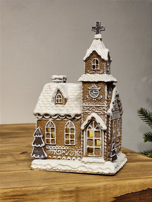 CASINHA EM RESINA DECORATIVA COM LED 23CM