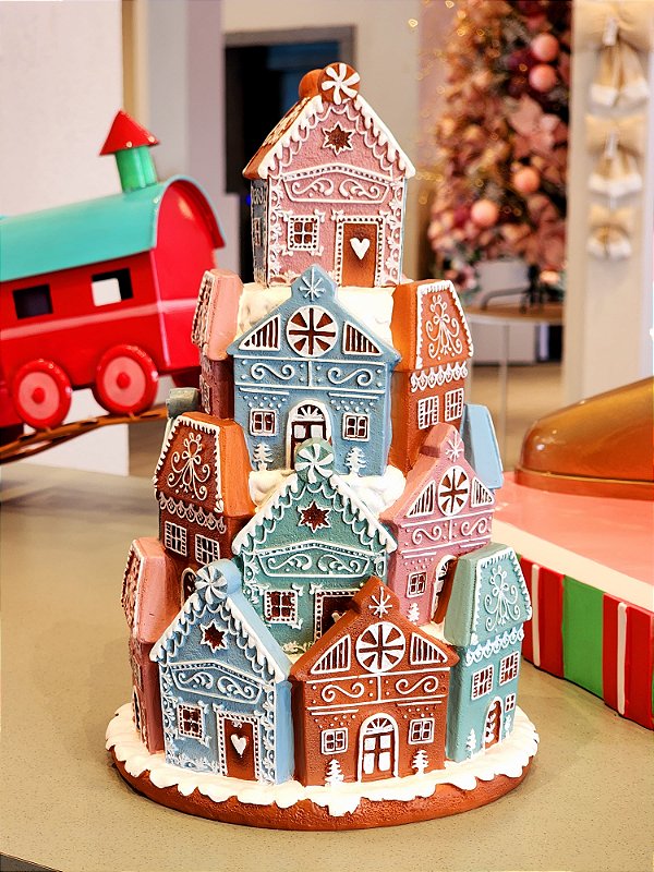 CASINHA GINGERBREAD EM RESINA COM LED 28CM - PRÉ VENDA 2025