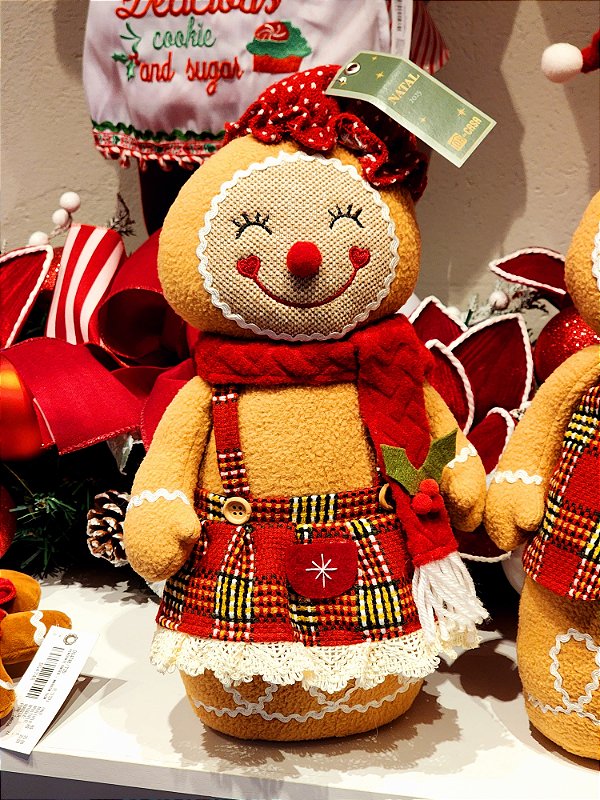 BONECA GINGERBREAD EM PÉ 35CM - PRÉ VENDA 2025