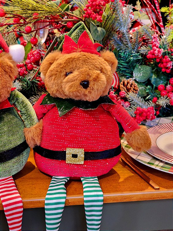 URSO SENTADO VERMELHO 44CM - PRÉ VENDA 2025