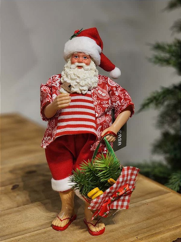 PAPAI NOEL COLECIONÁVEL DE FÉRIAS 28CM