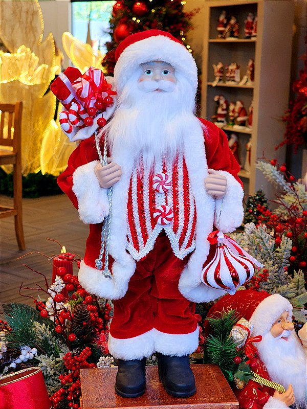 PAPAI NOEL EM PÉ VERMELHO E BRANCO 45CM - PRÉ VENDA 2025