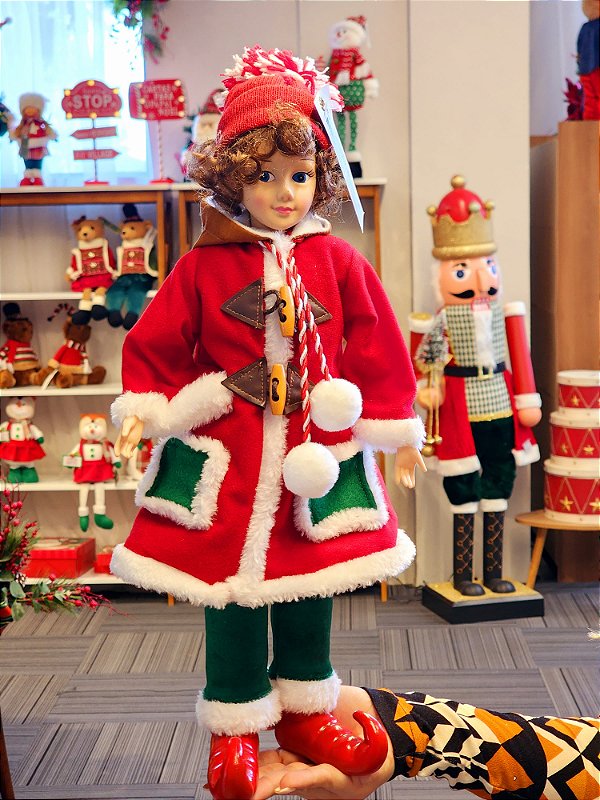 BONECO ELFO EM PÉ VERMELHO E VERDE 47CM - PRÉ VENDA 2025