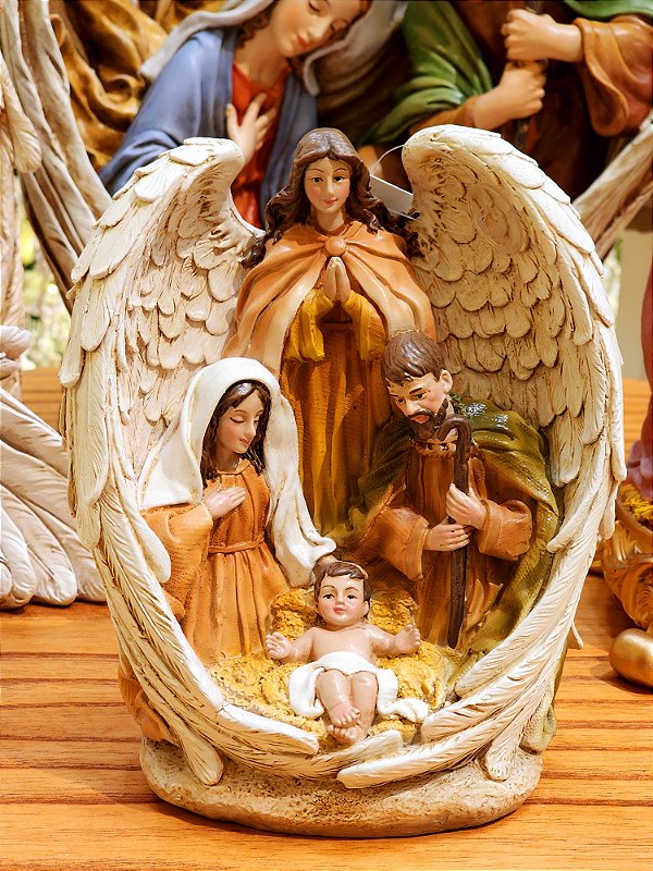 SAGRADA FAMÍLIA EM RESINA COM ANJO 20CM