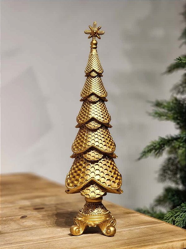 ÁRVORE EM RESINA COLMEIA DOURADA 35CM