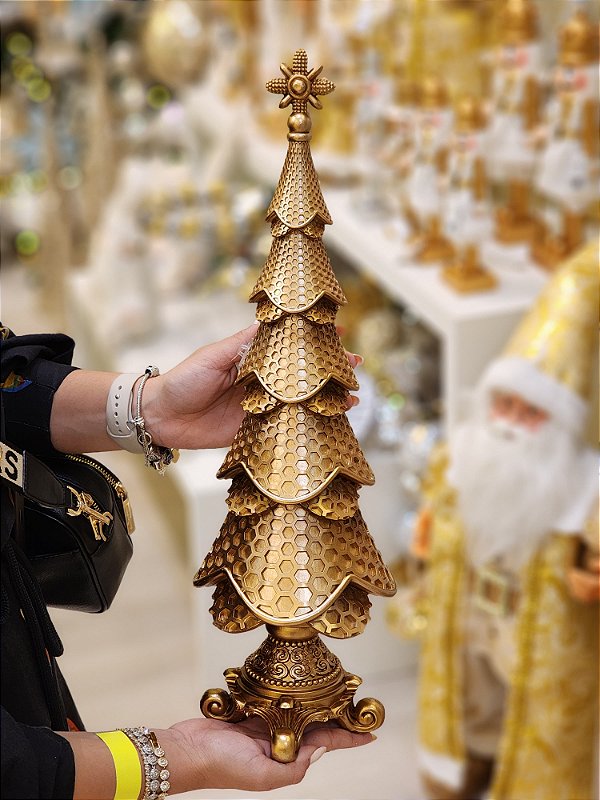 ÁRVORE EM RESINA DOURADA 51,5CM - PRÉ VENDA 2025