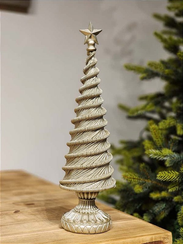 ÁRVORE EM RESINA ESPIRAL CHAMPANHE 40,5CM