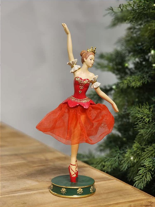 BAILARINA EM RESINA VERMELHA 25CM
