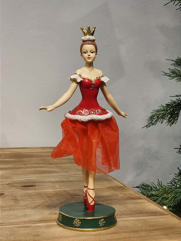 BAILARINA EM RESINA VERMELHA 23CM
