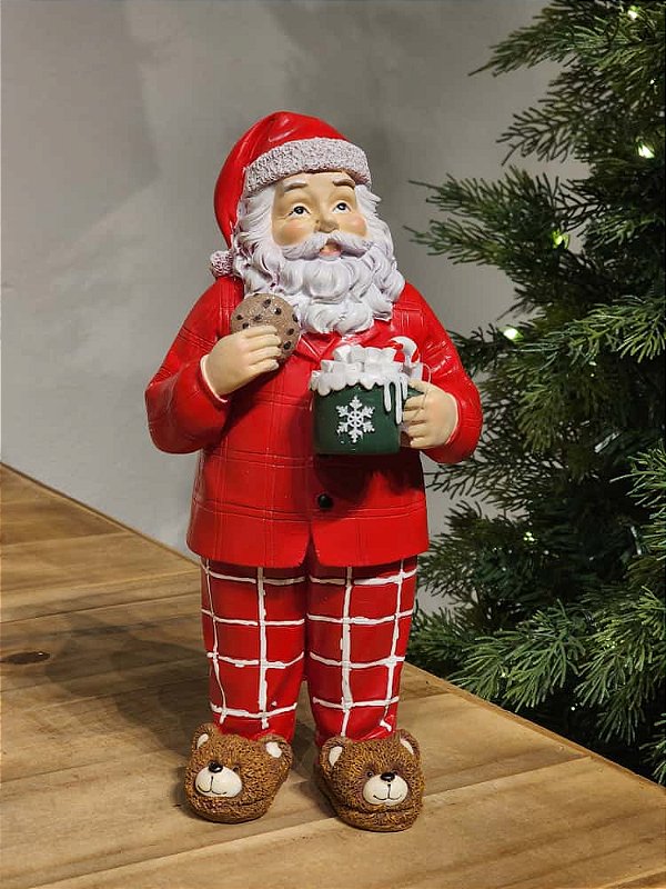 PAPAI NOEL EM RESINA COM PIJAMA 26,5CM