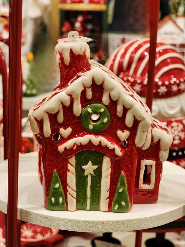 CASINHA DECORATIVA VERMELHA E BRANCA 12CM - PRÉ VENDA 2025