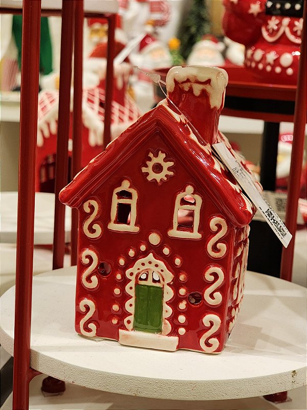 CASINHA DECORATIVA VERMELHA E BRANCA 12CM - PRÉ VENDA 2025