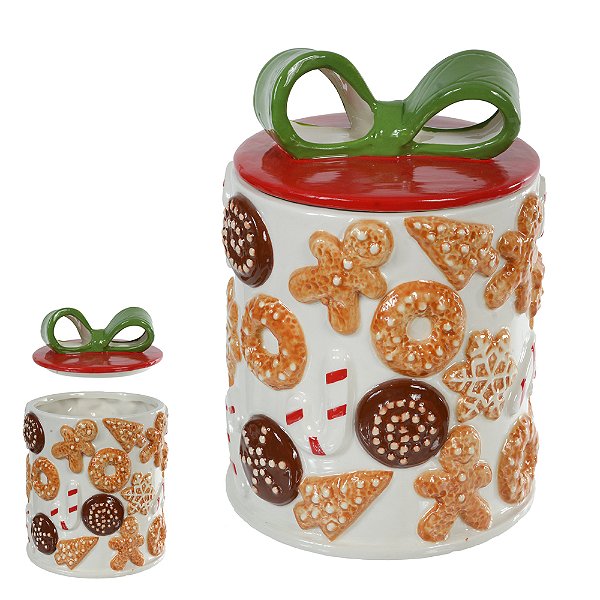 POTE DECORATIVO COM TAMPA GINGER HO HO HO 21CM - PRÉ VENDA 2025