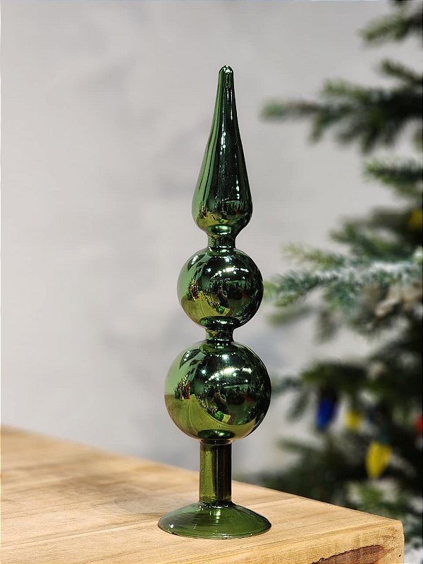 TORRE DE VIDRO VERDE DECORATIVA 33CM