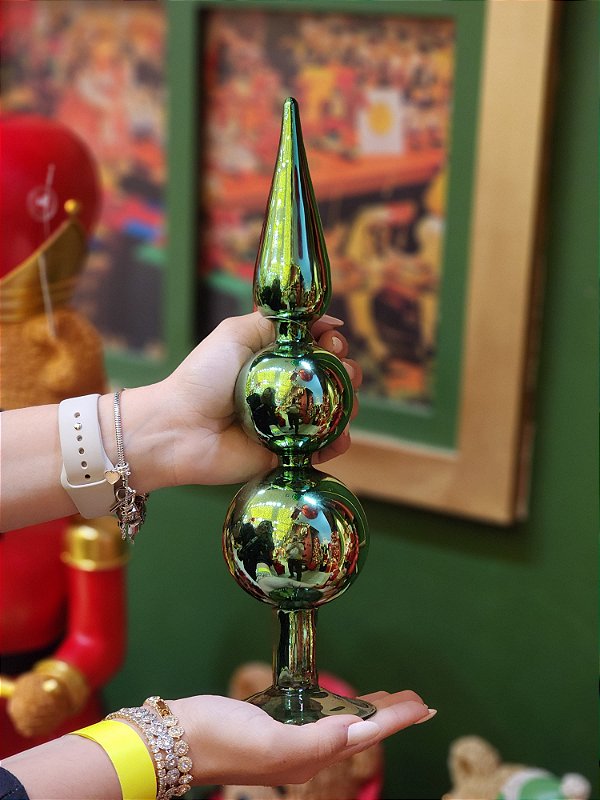 TORRE DE VIDRO VERDE DECORATIVA 33CM - PRÉ VENDA 2025
