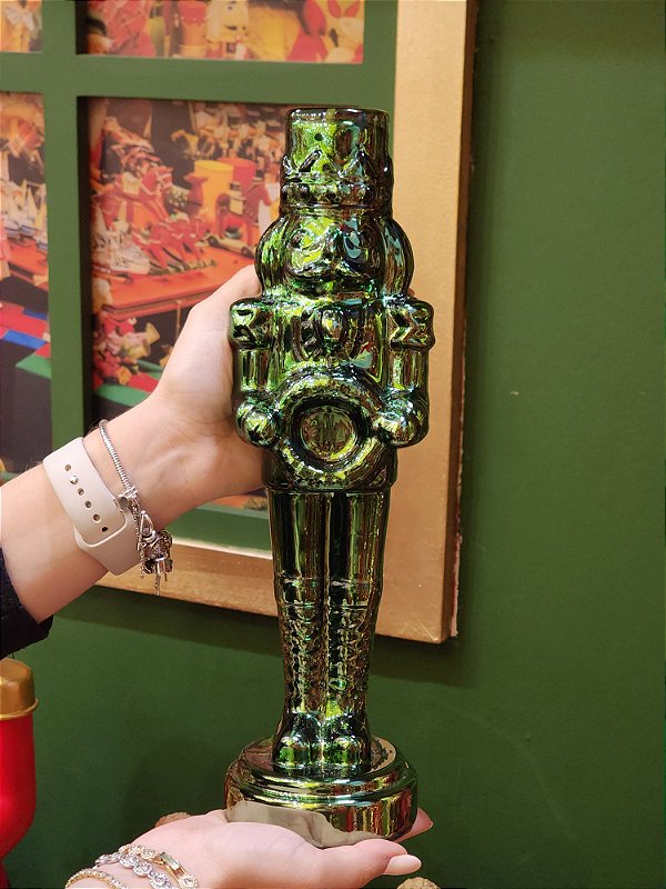 QUEBRA NOZES DE VIDRO VERDE DECORATIVO 32CM - PRÉ VENDA 2025