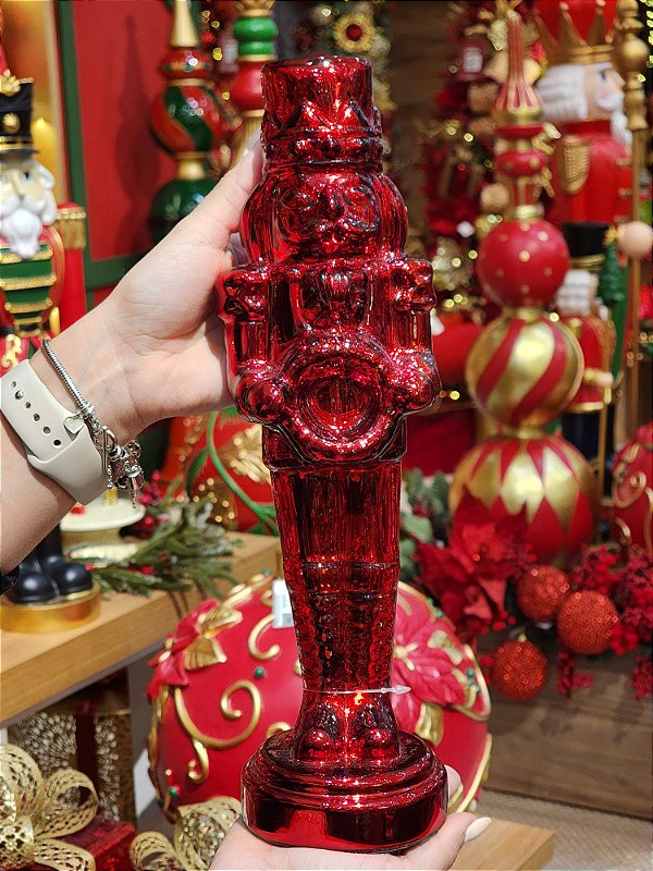 QUEBRA NOZES DE VIDRO VERMELHO DECORATIVO 32CM - PRÉ VENDA 2025