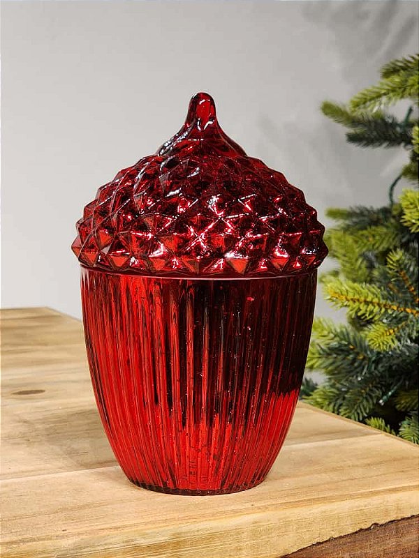 NOZES DE VIDRO DECORATIVA VERMELHA  20CM