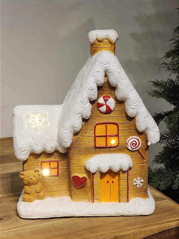 CASA NATALINA GINGERBREAD COM LED 38CM
