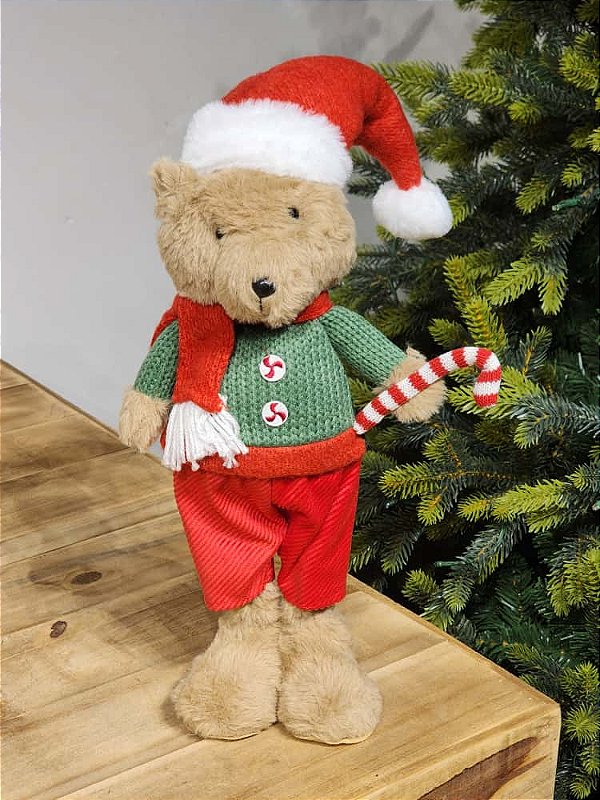 URSO EM PÉ COM CASACO VERDE 39CM