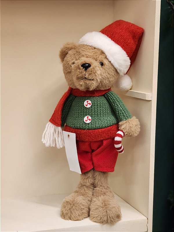 URSO EM PÉ COM CASACO VERDE 39CM - PRÉ VENDA 2025