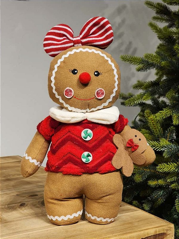 BONECA GINGERBREAD COM BISCOITO 42CM
