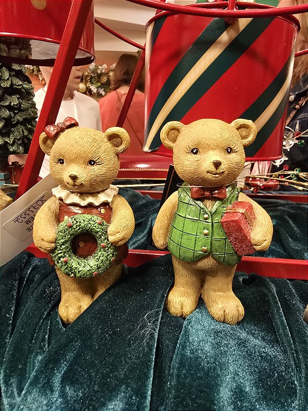 CASAL DE URSOS EM RESINA 11,5CM - PRÉ VENDA 2025