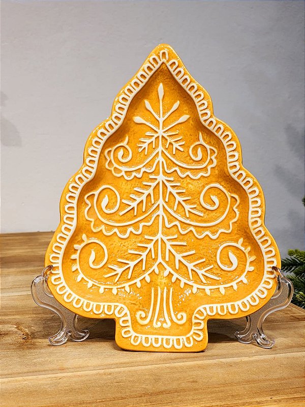 PRATO DECORATIVO ÁRVORE DE NATAL GINGERBREAD 26,5CM