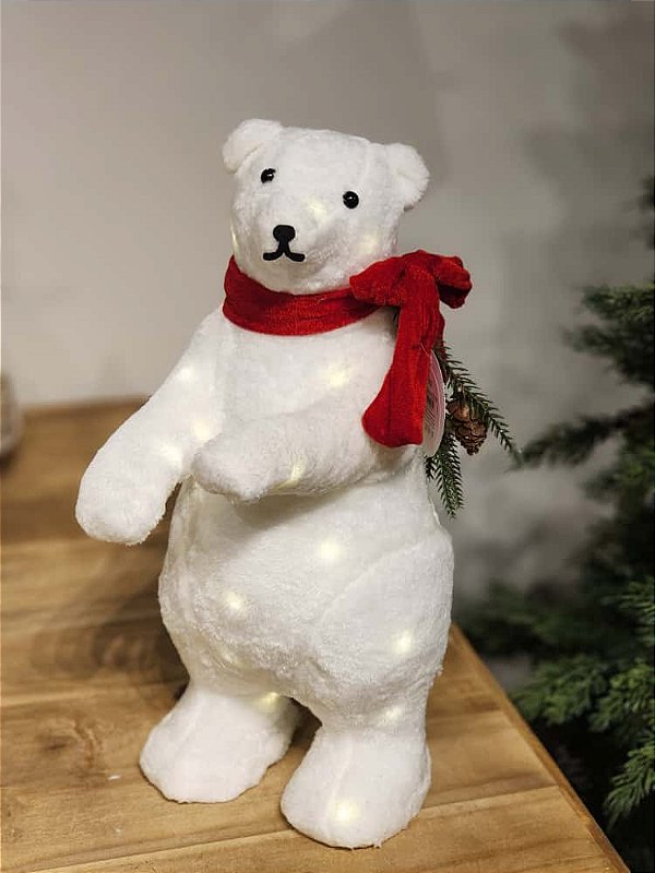 URSO POLAR EM PÉ COM LED 40CM