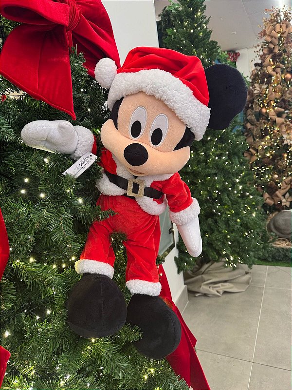 MICKEY SENTADO PELUCIA COM ROUPA DE NOEL 45CM