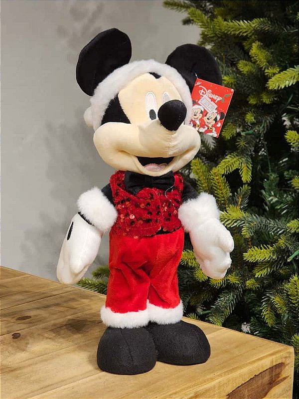 MICKEY EM PÉ PELUCIA COM COLETE DE LANTEJOLA 36CM