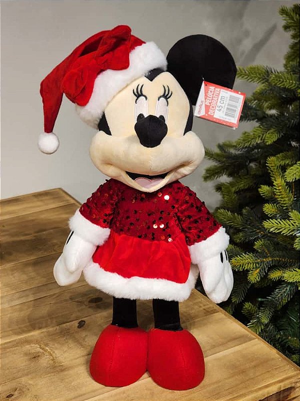 MINNIE EM PÉ PELUCIA COM BLUSA DE LANTEJOLA 45CM