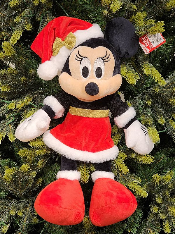 MINNIE SENTADA PELUCIA COM LAÇO OURO 45CM