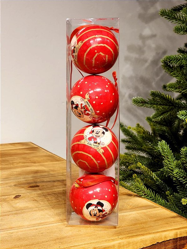BOLA MICKEY E MINNIE 8CM KIT COM 4 UNIDADES