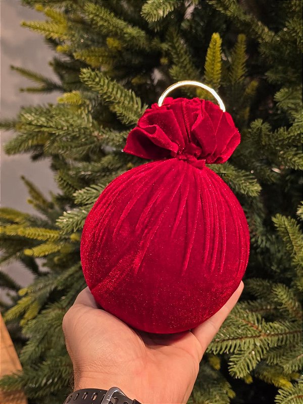 BOLA VELUDO VERMELHA 12CM