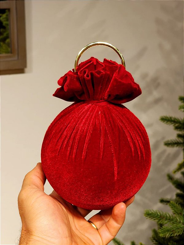 BOLA VELUDO VERMELHA 12CM