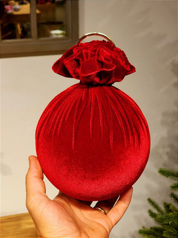 BOLA VELUDO VERMELHA 15CM