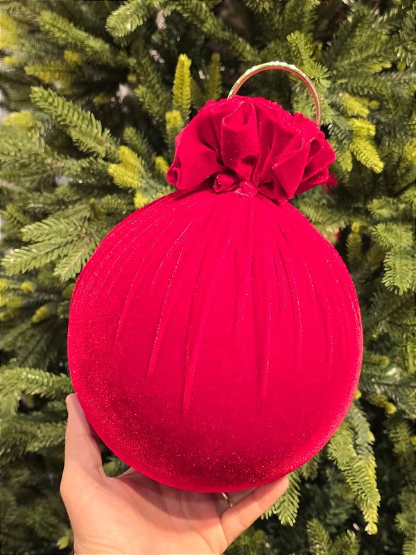 BOLA VELUDO VERMELHA 20CM