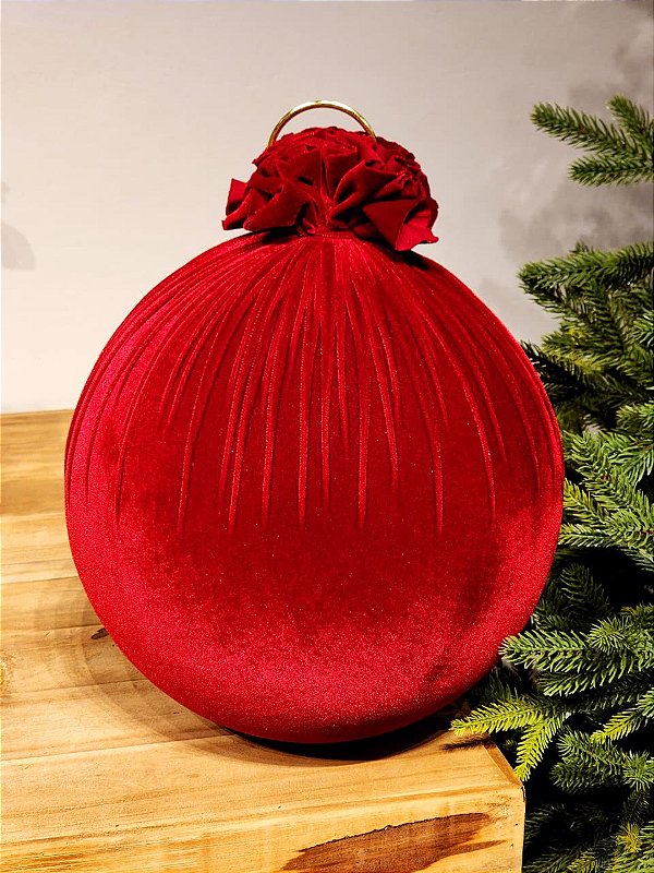 BOLA VELUDO VERMELHA 30CM